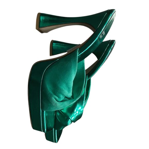 Jeffrey Campbell Heeled Platforms S.9 Metallic Kelly Green Suede/ Smooth Leather - Picture 3 of 5
